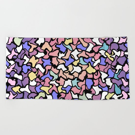 Wobbly Pastel Tone Tiles Beach Towel