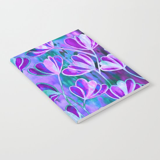 EFFLORESCENCE Lavender Purple Blue Colorful Floral Watercolor Painting Summer Garden Flowers Pattern Notebook
