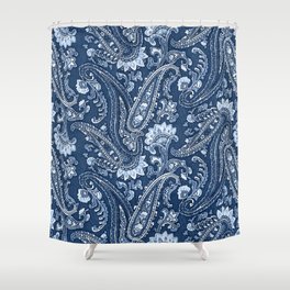 Blue indigo paisley Shower Curtain