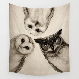 The Owl's 3 Wandbehang | Owls, Graphite, Illustration, Nature, Curated, Drawing, Owl, Animal, Ink Pen 