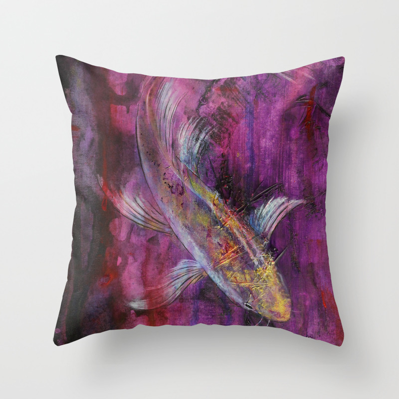 Aubergine Koi Throw Pillow By Elisafriesenart Society6
