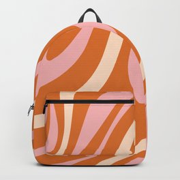 Wavy Loops Abstract Pattern in Retro Orange Pink Cream Backpack