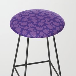 Whimsical Abstract Folk Art Shapes in Purple Lilac Violet Bar Stool