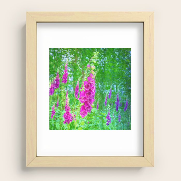 pink foxglove painted impressionism style Recessed Framed Print