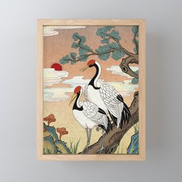 Minhwa: Pine Tree and Cranes C Type Framed Mini Art Print