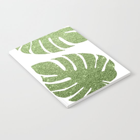 Glitter Monstera Leaves Notebook