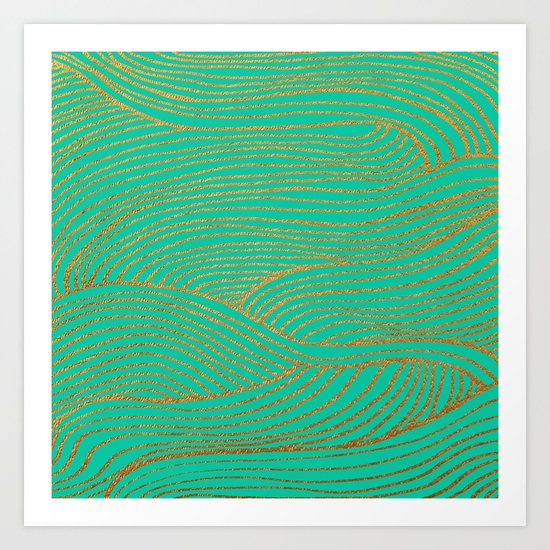 Wind Gold Turquoise Art Print