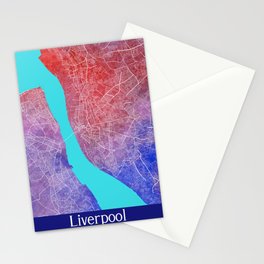 Liverpool city map in watercolor Stationery Card