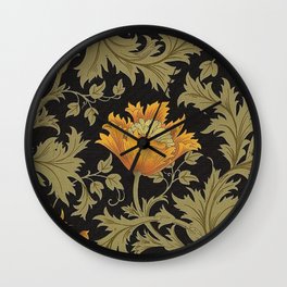 William Morris Yellow Flowers and Laurel Floral Textile Pattern Wall Clock | Flowers, Tuscany, Peonies, 19Thcentury, Poppies, Province, Hawaii, Mexico, Italian, Mexican 