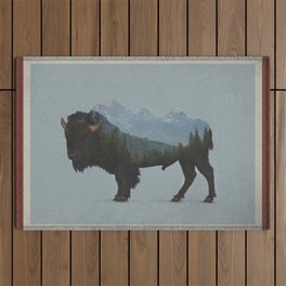 Wyoming Bison Flag Outdoor Rug