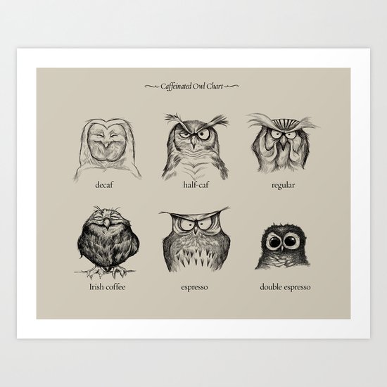 Caffeinated Owls Art Print