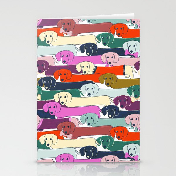 colored doggie pattern Stationery Cards