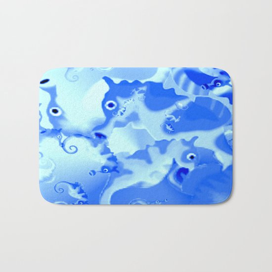 Seahorse in blue Bath Mat