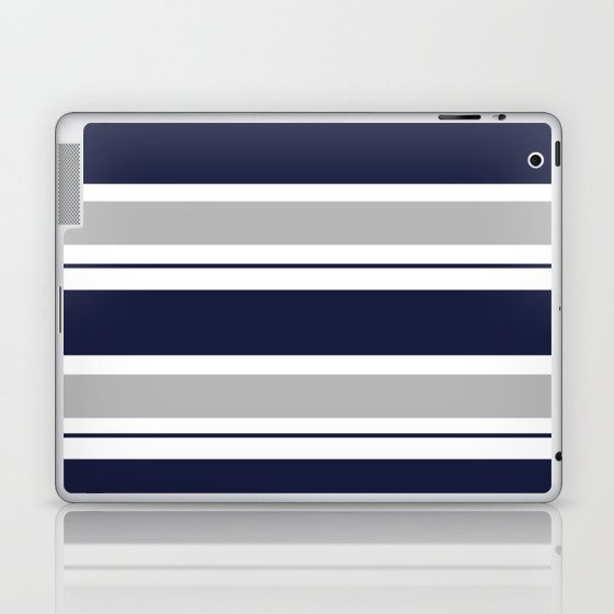 Navy Blue and Grey Stripe Laptop & iPad Skin