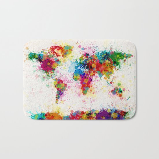 Map of the World Map Paint Splashes Bath Mat