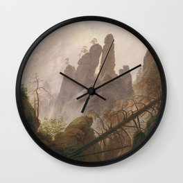 Caspar David Friedrich - Rocky Lanscape in the Elbe Sandstone Mountains Wall Clock
