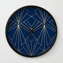 Navy Blue Art Deco - Large Scale Wall Clock