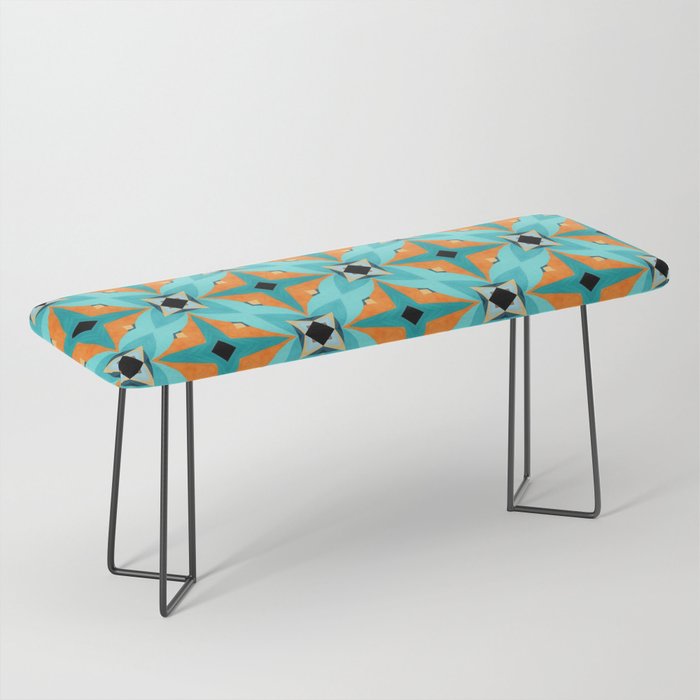 Orange and Turquoise Diamonds pattern Bench