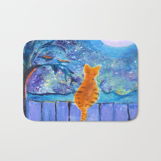 Cat in the Moonlight Bath Mat