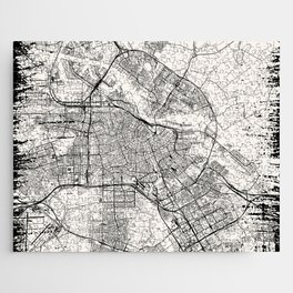 Vintage Amsterdam City Map - Netherlands - Black and White Jigsaw Puzzle