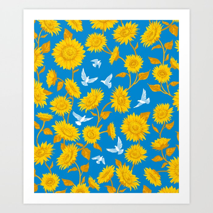 Sunflowers floral. For Ukraine. Art Print