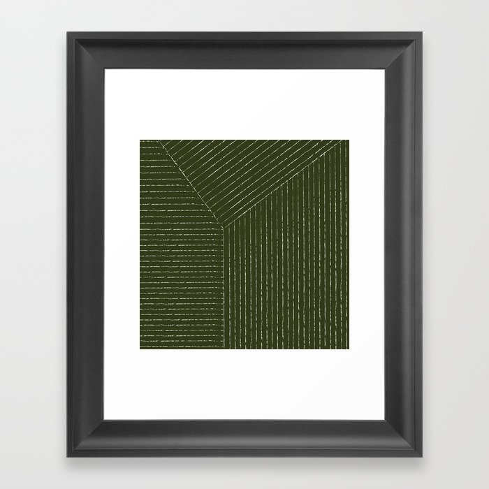 Lines (Olive Green) Framed Art Print