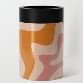 Liquid Swirl Abstract in Late Summer Orange and Pink Can Cooler