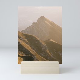 Green mountain peak in the warm morning light | Landscape Photography | Art Print Mini Art Print