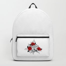 Bird Skull with Red Roses Backpack