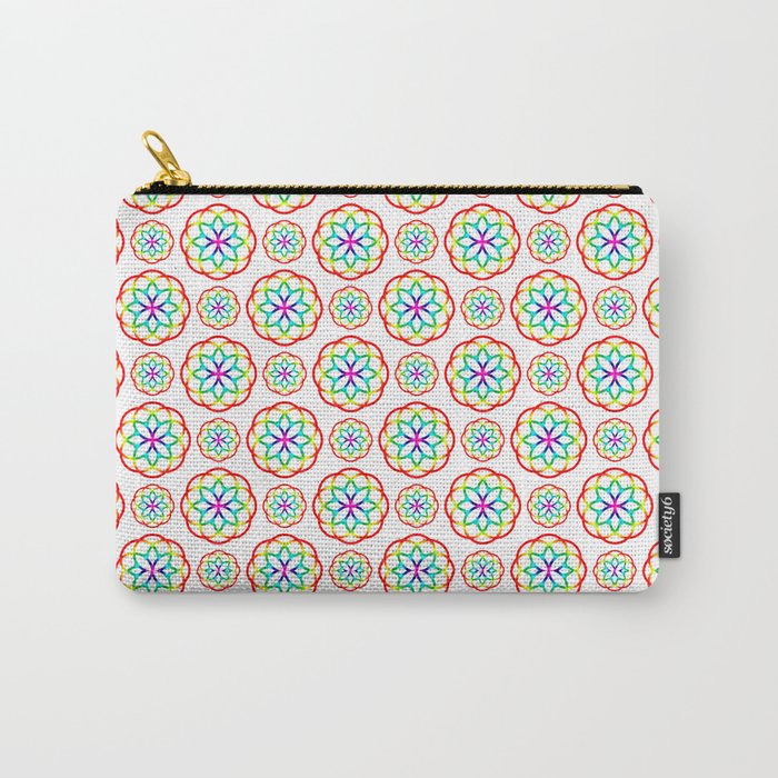 Geometrical red pink orange teal fractal circles pattern Carry-All Pouch