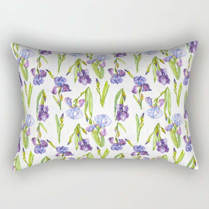 Watercolor Iris white background Rectangular Pillow