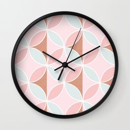 Mint and rose retro circles pattern Wall Clock