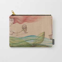 Partenope Carry-All Pouch | Shell, Sea, Illustration, Drawing, Vintage, Boat, Sailingboat, Waves, Mermaid, Coloredpencil 