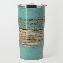 Rustic Wood Ages Gracefully - Beautiful Weathered Wooden Plank - knotty wood weathered turquoise pai Travel Mug
