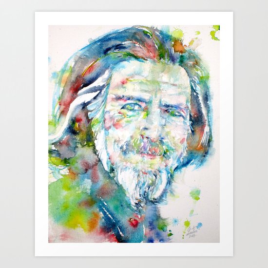 ALAN WATTS - watercolor portrait Art Print