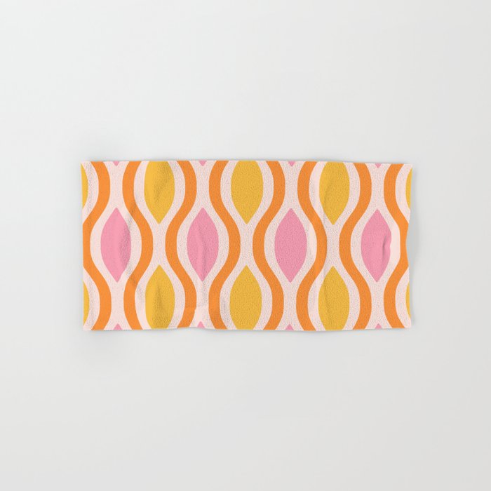  Retro Mid Century Modern Pattern 746 Orange Pink and Yellow Hand & Bath Towel