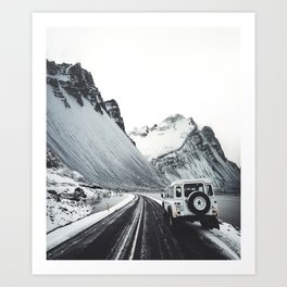on the road in iceland Art Print