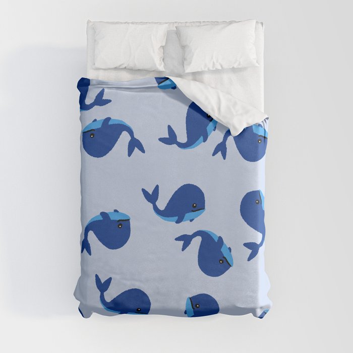 BABY WHALES IN BLUE Duvet Cover