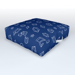 Blue and White Gems Pattern Outdoor Floor Cushion