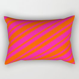 [ Thumbnail: Red and Deep Pink Colored Lined Pattern Rectangular Pillow ]