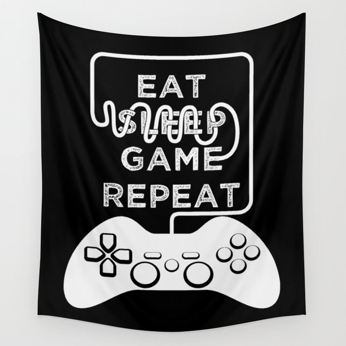 Eat Sleep Game Repeat Wall Tapestry