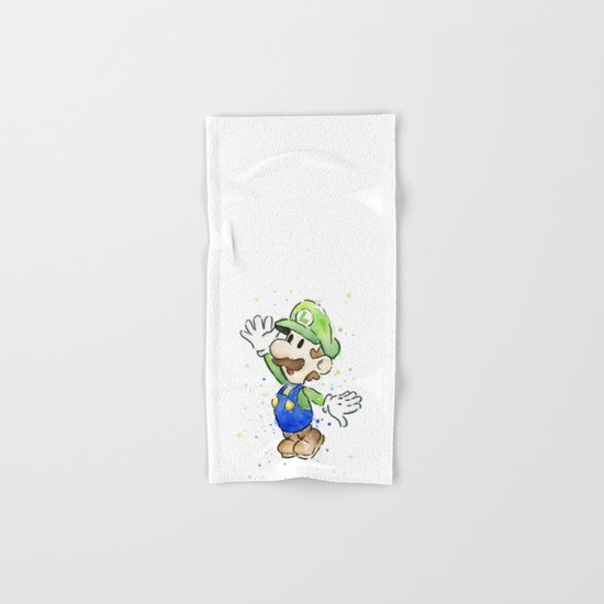 Luigi Watercolor Mario Nintendo Art Hand & Bath Towel