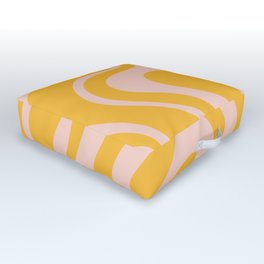 Liquid Swirl Retro Abstract Pattern in Mustard Orange and Light Blush Pink Outdoor Floor Cushion