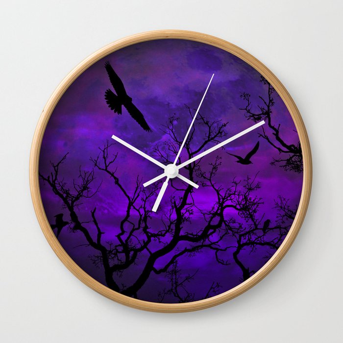 Purple Gothic Moon Wall Clock