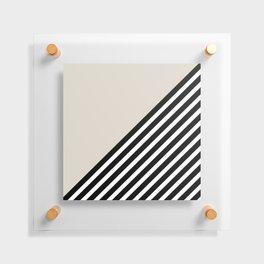 Geometric Art Color Block and Stripes in Ivory, Black and White Floating Acrylic Print