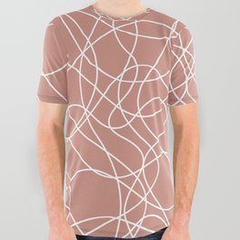Pink and White Scribbled Lines Mosaic Pattern Pairs DE 2022 Trending Color Rose de Mai DET432 All Over Graphic Tee