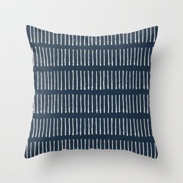 Verticals short striped pattern on dark blue Throw Pillow