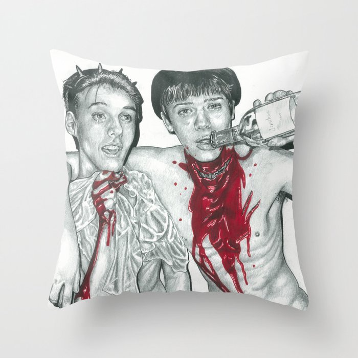 Bloody Boys drawing Throw Pillow