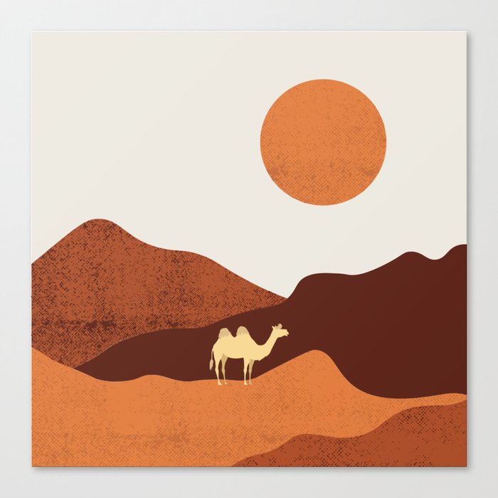 a lost camel in the desert Canvas Print