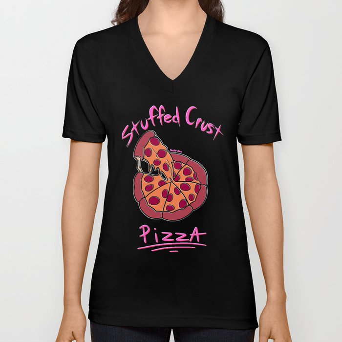 Stuffed Crust Pizza V Neck T Shirt